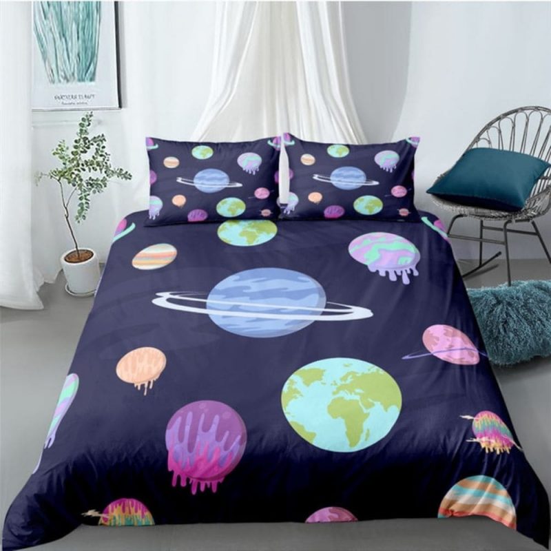 Housse de couette planetes colorees