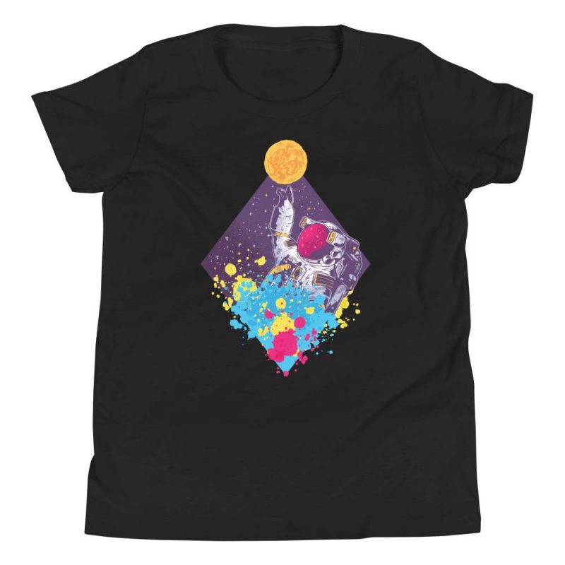 T shirt blanc Astronaute Multicolores