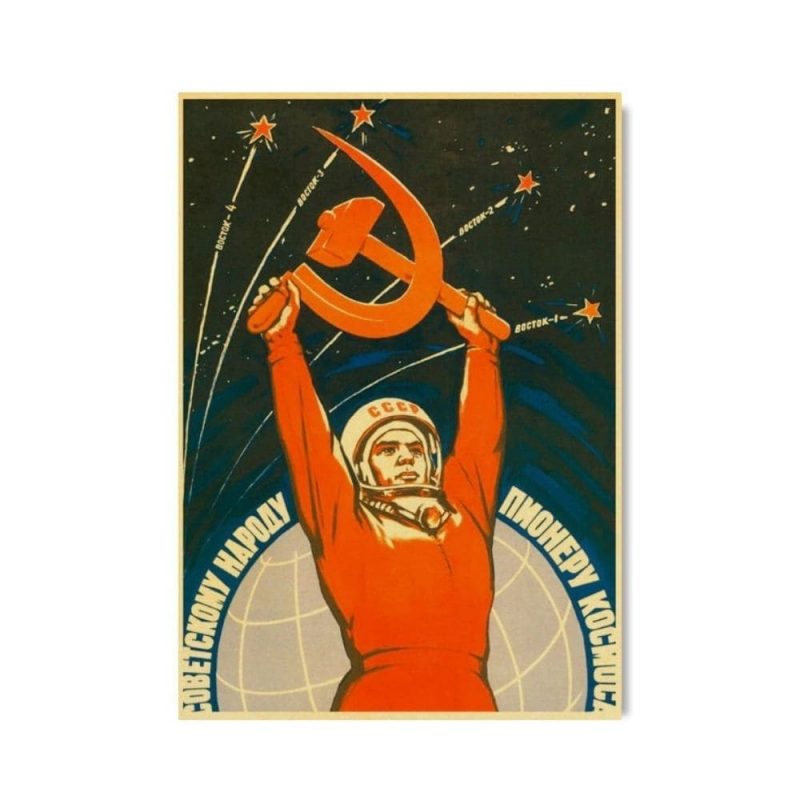 affiche propagande cosmonaute sovietique