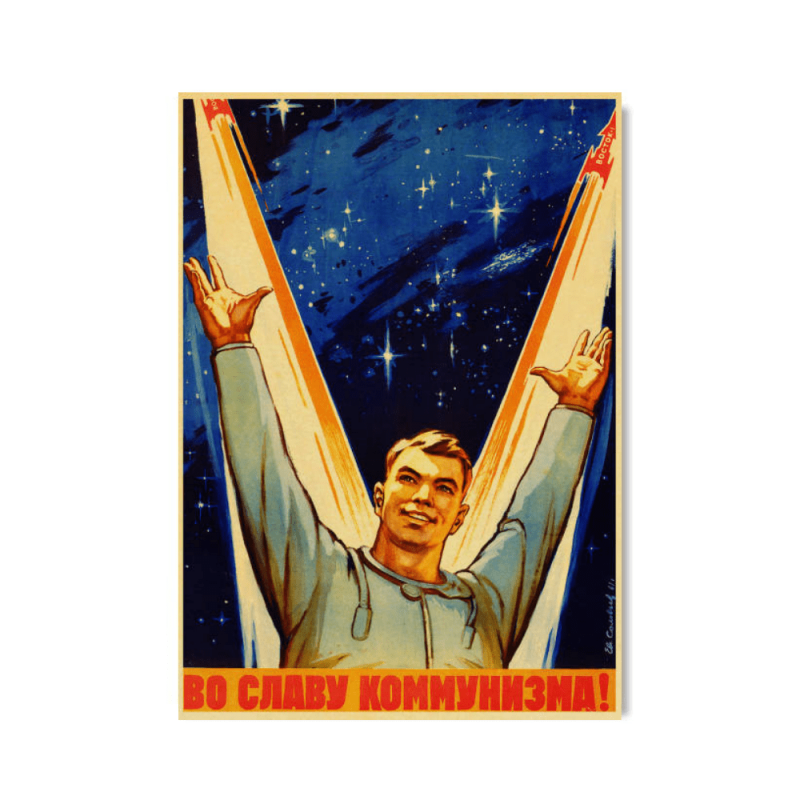 affiche propagande spatiale russe gloire au communisme