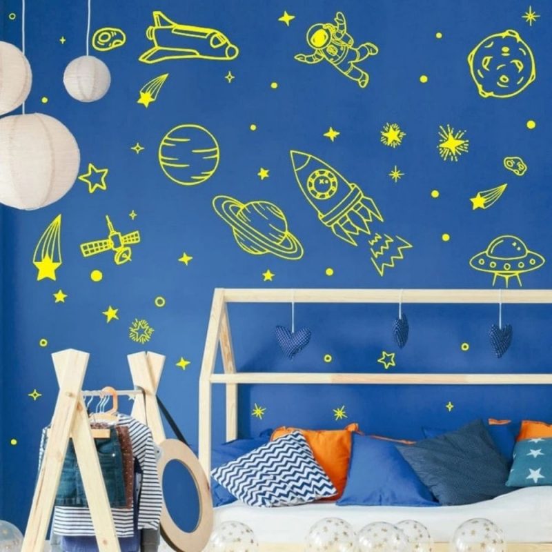 autocollants muraux pour chambre denfant motifs fusee planetes