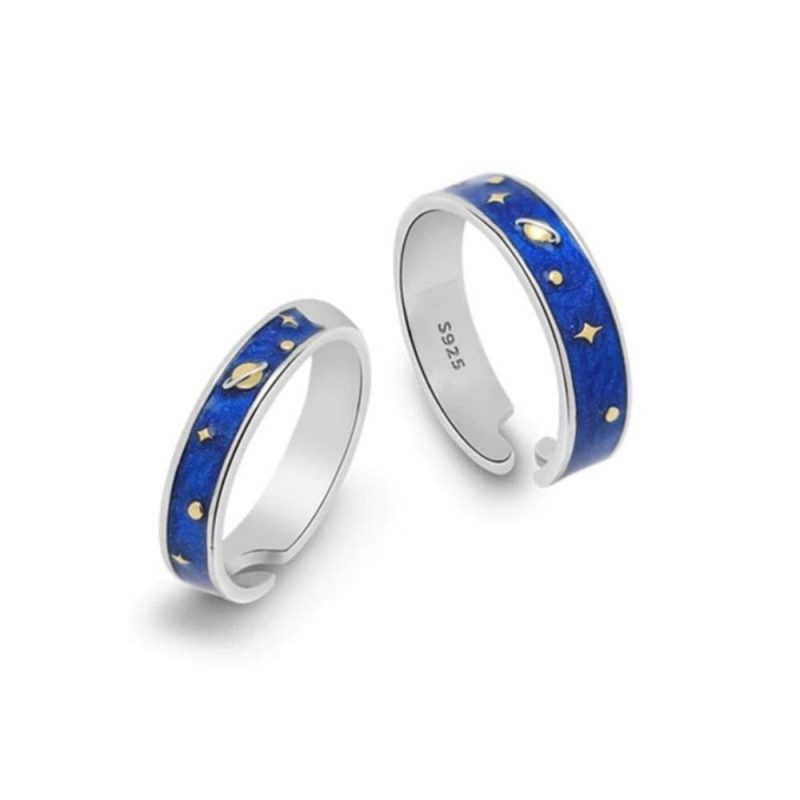 bague planete saturne bleue