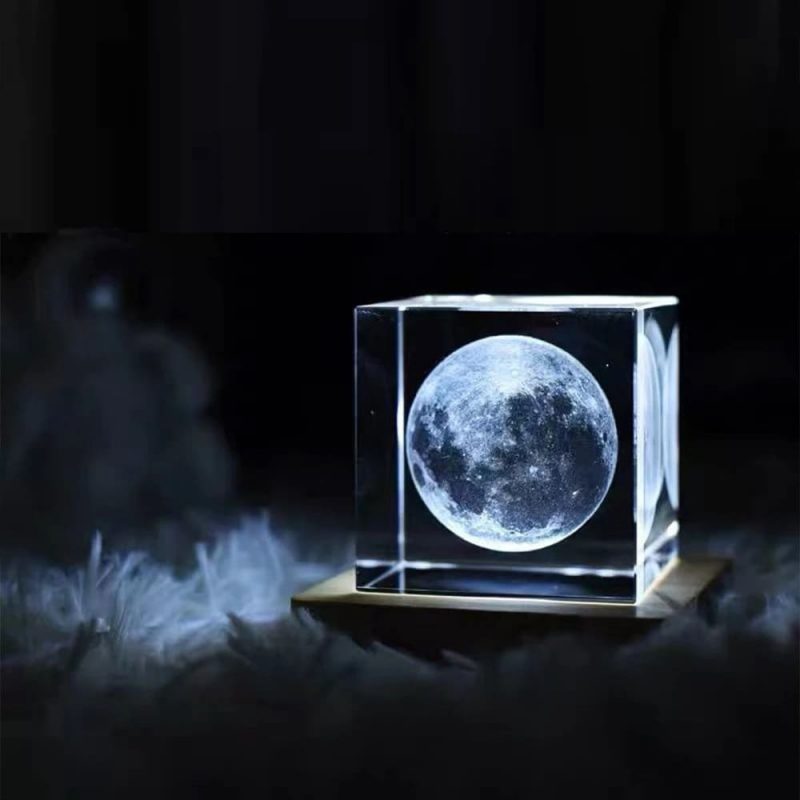 cube en cristal lune