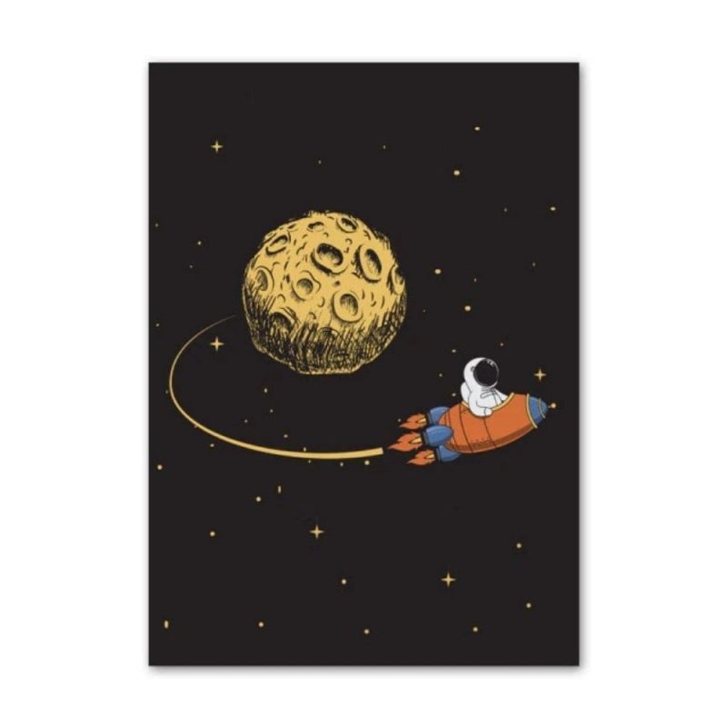 poster astronaute voyageant sur une fusee