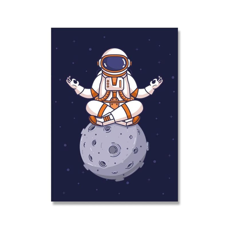 poster chambre enfant astronaute en meditation