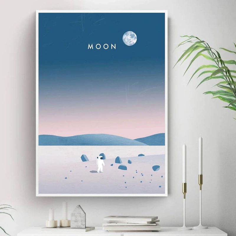 poster illustration lune astronaute