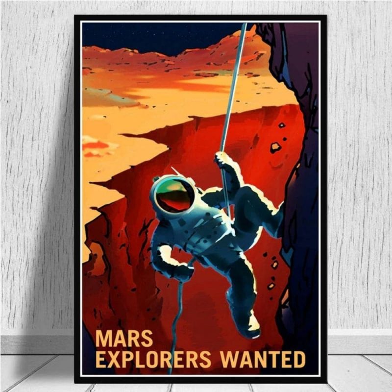 poster retro astronaute sur mars