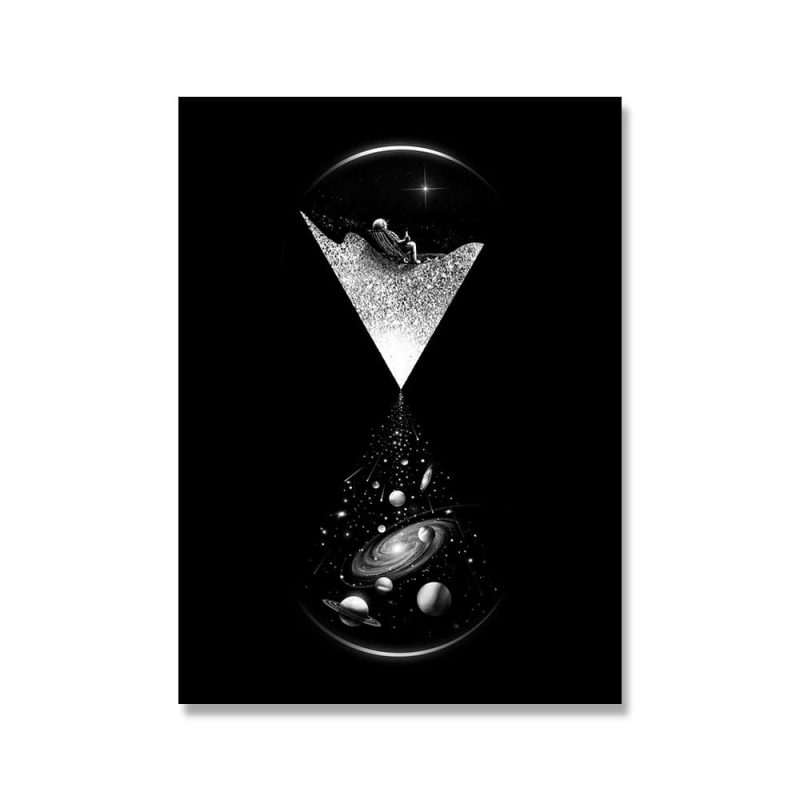 poster sablier espace planetes astronaute