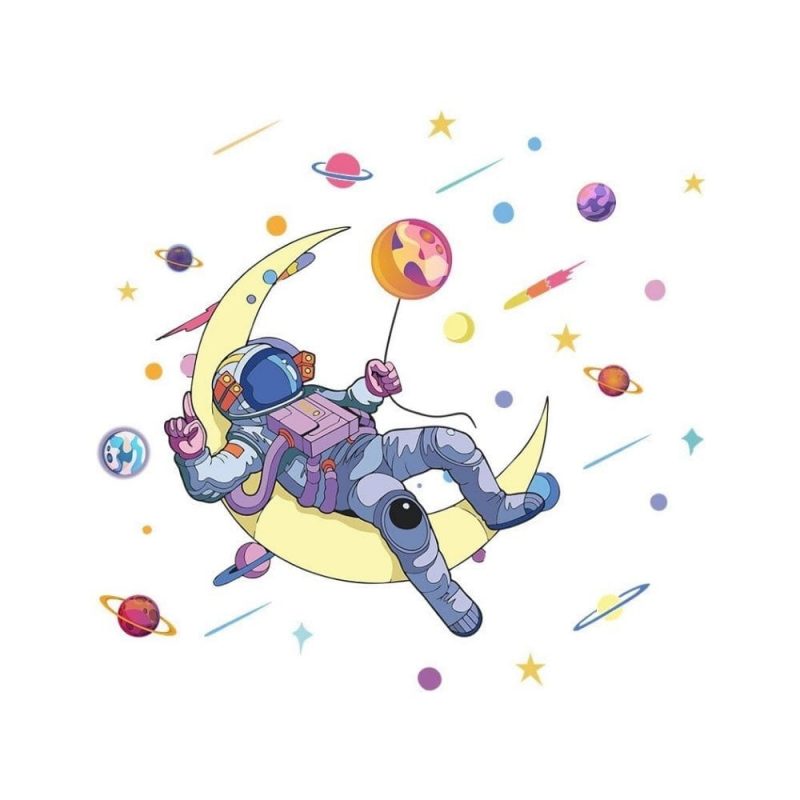 sticker astronaute croissant de Lune