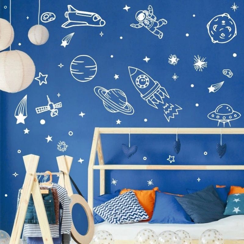 stickers muraux pour chambre denfant motifs fusee planetes