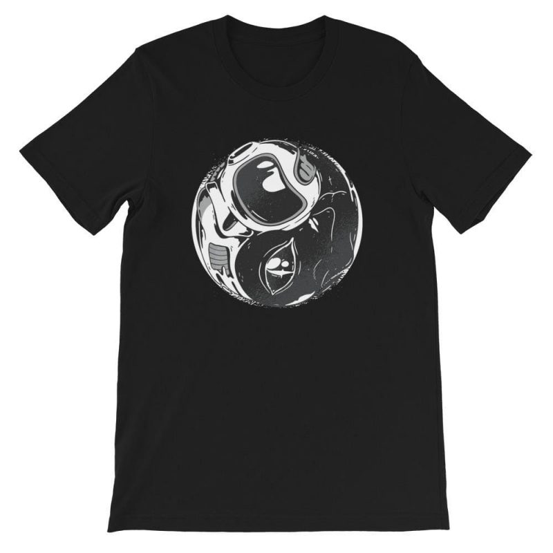 t shirt astronaute alien yin yang noir espace stellaire