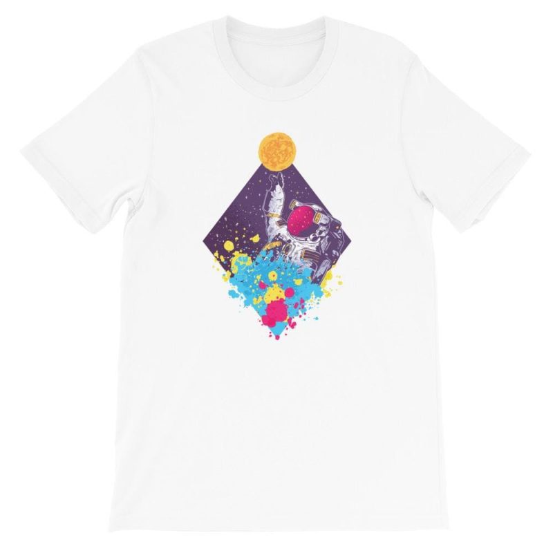 t shirt astronaute abstrait blanc espace stellaire