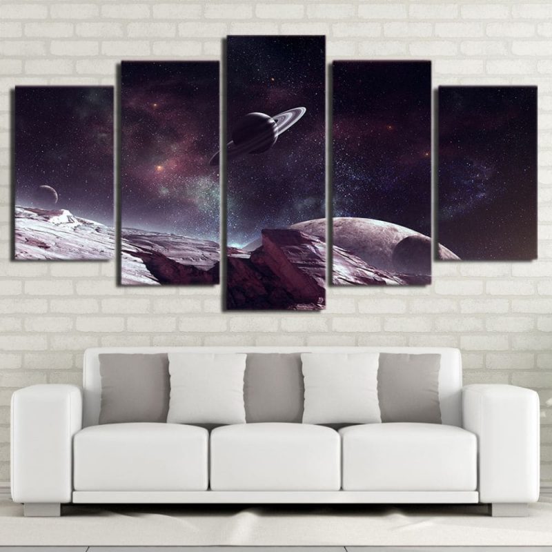 tableau planete saturne dans lespace