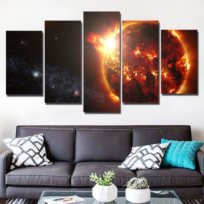 tableau 5 pieces eruptions solaires espace stellaire