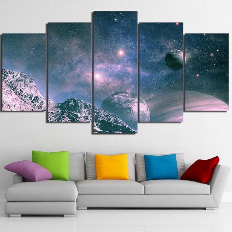 tableau 5 pieces horizon planetaire espace stellaire