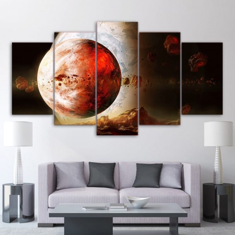 tableau 5 pieces naissance de la lune espace stellaire