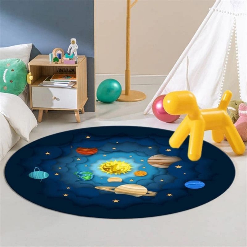 tapis rond decoratif planetes du systeme solaire