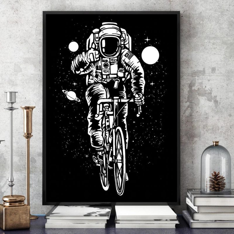 toile astronaute bicyclette espace stellaire